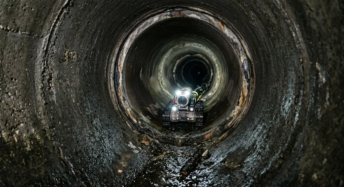Robotic sewer camera inspecting pipe interior for Drain Snake Service in Northlake